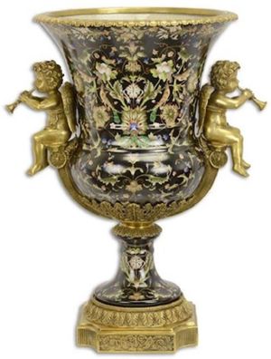 Casa Padrino Barock Porzellan Vase mit Blumen Design und dekorativen Engelsfiguren Sc