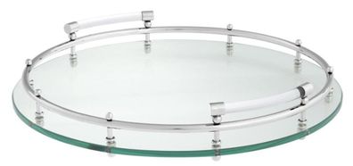 Casa Padrino Luxus Tablett / Serviertablett Silber Ø 40 x H. 7 cm - Gastronomie Acces