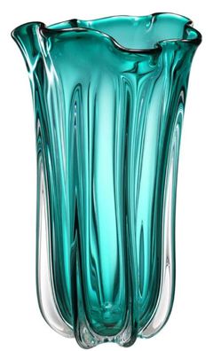 Casa Padrino Luxus Glas Vase / Blumenvase Türkis Ø 19 x H. 34 cm - Deko Accessoires