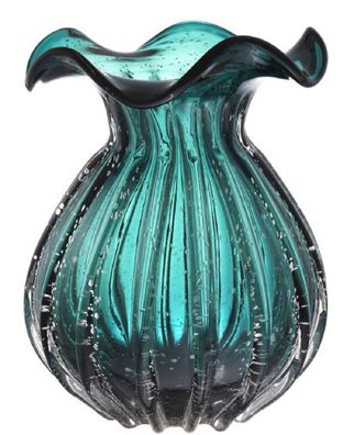 Casa Padrino Glas Vase / Blumenvase Grün Ø 26 x H. 33 cm - Luxus Wohnzimmer Deko