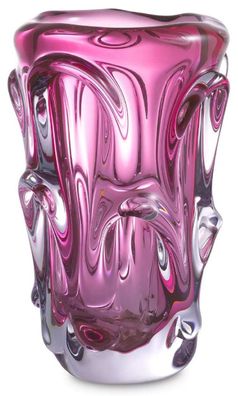 Casa Padrino Luxus Glas Vase Rosa Ø 20 x H. 31 cm - Moderne Deko Blumenvase - Deko Ac