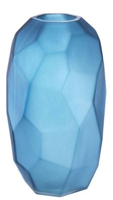 Casa Padrino Luxus Deko Glas Vase Mattblau Ø 16 x H. 27 cm - Mundgeblasene Blumenvase
