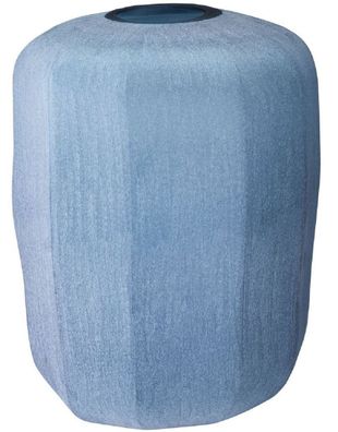Casa Padrino Luxus Deko Glas Vase Blau Ø 33 x H. 42 cm - Mundgeblasene Blumenvase - L