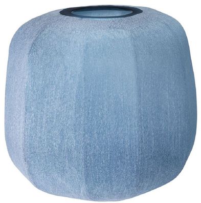 Casa Padrino Luxus Deko Glas Vase Blau Ø 33 x H. 32 cm - Mundgeblasene Blumenvase - L