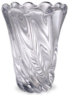 Casa Padrino Luxus Deko Glas Vase Ø 19,5 x H. 25,5 cm - Mundgeblasene Blumenvase - Lu