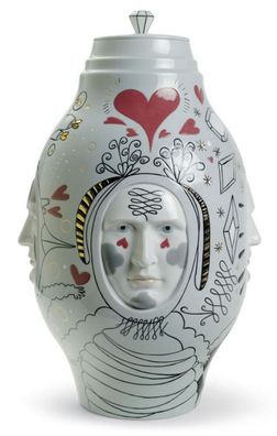 Casa Padrino Designer Porzellan Vase Grau / Mehrfarbig Ø 27 x H. 39 cm - Handgefertig