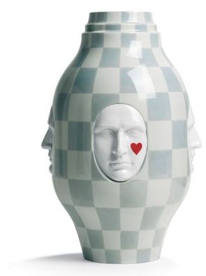 Casa Padrino Designer Porzellan Vase Weiß / Grau Ø 31 x H. 52 cm - Handgefertigte & H
