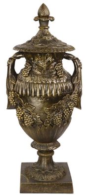 Casa Padrino Barock Vase Antik Bronzefarben 38 x 32 x H. 91 cm - Prunkvolle Gusseisen