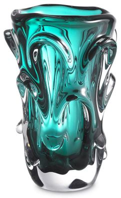 Casa Padrino Luxus Glas Vase Türkis Ø 20 x H. 31 cm - Moderne Deko Blumenvase - Deko