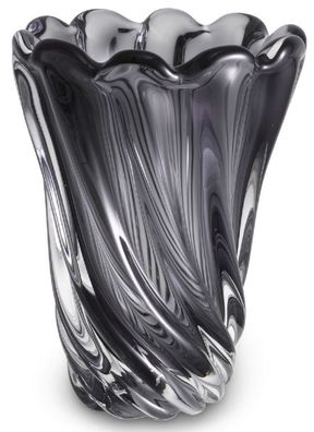 Casa Padrino Luxus Deko Glas Vase Grau Ø 19,5 x H. 25,5 cm - Mundgeblasene Blumenvase