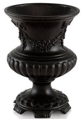 Casa Padrino Barock Vase Mattschwarz Ø 21 x H. 29 cm - Runde Barock Keramik Blumenvas