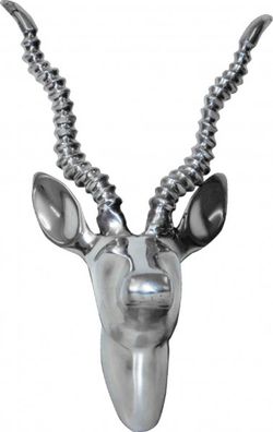Casa Padrino Designer Geweih Deko Wand Gazelle Figur aus poliertem Aluminium - Wandfi