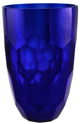Casa Padrino Glas Vase Blau Ø 20 x H. 30 cm - Luxus Deko Blumenvase