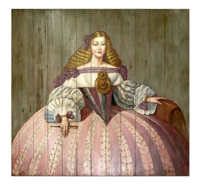 Casa Padrino Luxus Barock Wandgemälde Lady Mehrfarbig 150 x H. 150 cm - Handgemaltes