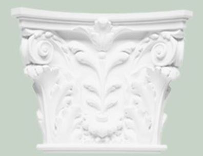 Casa Padrino Barock Zierelement Säulen Kopfteil Weiß 42,5 x 10,5 x H. 35 cm - Wanddek