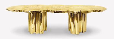 Casa Padrino Luxus Esstisch Gold 230 x 133 x H. 76 cm - Moderner massiver Metall Küch