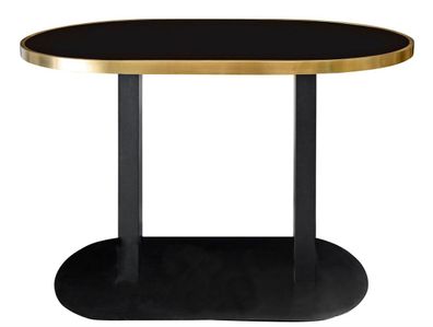 Casa Padrino Luxus Esstisch Schwarz / Gold 110 x 70 x H. 76 cm - Designer Esszimmermö