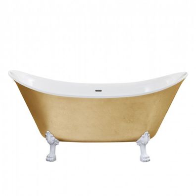 Casa Padrino Jugendstil Badewanne freistehend Gold Modell He-Lyd 1730mm - Freistehend