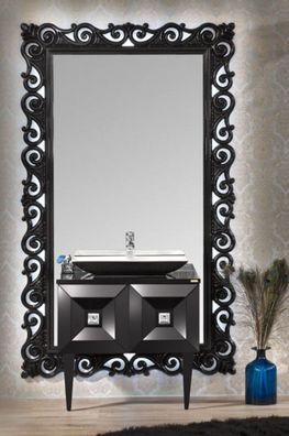 Casa Padrino Luxus Barock Badezimmer Set Schwarz - Waschtisch mit Waschbecken und Wan