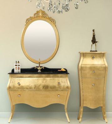 Casa Padrino Luxus Barock Badezimmer Set Schwarz / Gold - 1 Waschtisch & 1 Waschbecke