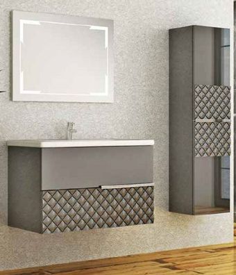 Casa Padrino Luxus Badezimmer Set Grau / Schwarz - 1 Waschtisch und 1 Waschbecken und
