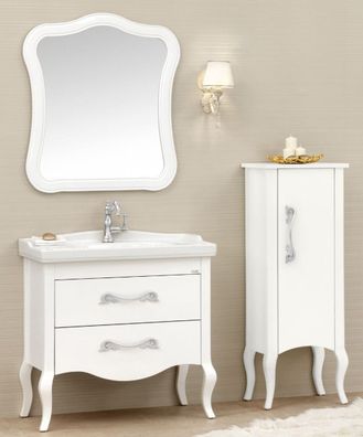 Casa Padrino Luxus Barock Badezimmer Set Weiß / Silber - 1 Waschtisch & 1 Waschbecken