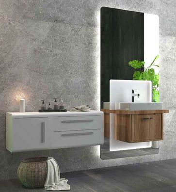 Casa Padrino Luxus Badezimmer Set Braun / Weiß - 1 Waschtisch und 1 Waschbecken und 1