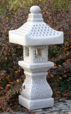 Casa Padrino Garten Leuchte im Japanischen Stil Weiß / Grau 12 x 11 x H. 40 cm - Klei
