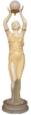 Casa Padrino Jugendstil Außenstehleuchte Skulptur Römerin Creme / Beige / Gold H. 180
