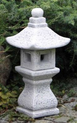 Casa Padrino Garten Leuchte im Japanischen Stil Pagode Weiß / Grau 17 x 17 x H. 37 cm