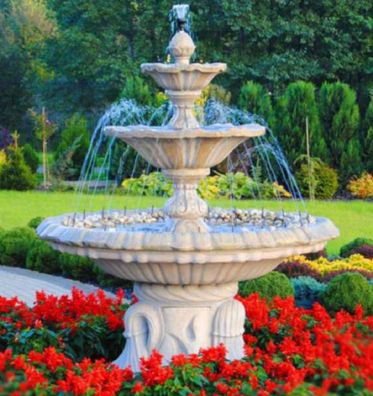 Casa Padrino Jugendstil Springbrunnen Weiß Ø 155 x H. 180 cm - Prunkvoller Gartenbrun