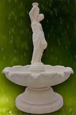 Casa Padrino Jugendstil Springbrunnen Grau Ø 145 x H. 215 cm - Prunkvoller Gartenbrun