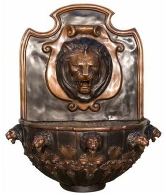 Casa Padrino Luxus Barock Wandbrunnen Löwe 79 x 46 x H. 91 cm - Prunkvoller Bronze Br