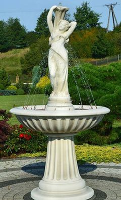 Casa Padrino Jugendstil Springbrunnen Weiß / Grau Ø 92 x H. 182 cm - Prunkvoller Gart