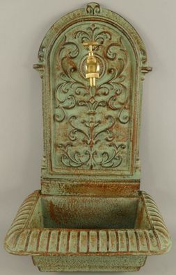 Casa Padrino Jugendstil Wandbrunnen Hellgrün / Rostfarben 36 x 24 x H. 65 cm - Nostal