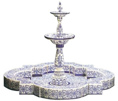 Casa Padrino Luxus Jugendstil Springbrunnen Weiß / Blau 200 x 200 x H. 155 cm - Handg