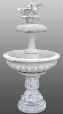 Casa Padrino Jugendstil Springbrunnen mit dekorativen Tauben Weiß Ø 96 x H. 175 cm