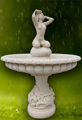 Casa Padrino Jugendstil Springbrunnen Grau Ø 114 x H. 160 cm - Prunkvoller Gartenbrun