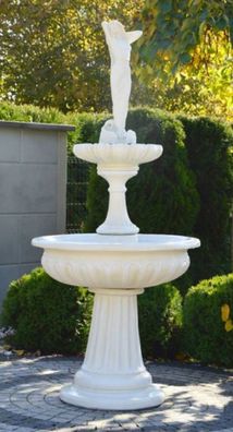 Casa Padrino Jugendstil Springbrunnen Dame Weiß Ø 94 x H. 209 cm - Prunkvoller Garten