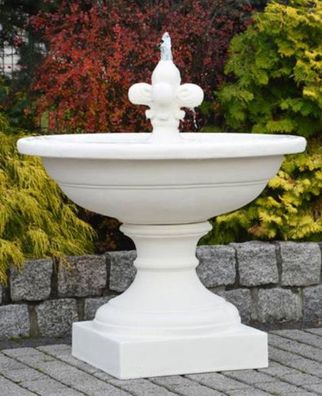 Casa Padrino Jugendstil Springbrunnen Lilie Weiß Ø 102 x H. 110 cm - Prunkvoller Gart