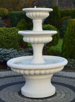 Casa Padrino Barock Springbrunnen Weiß Ø 120 x H. 171 cm - Prunkvoller Gartenbrunnen
