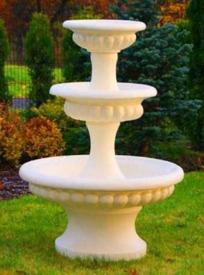 Casa Padrino Barock Springbrunnen Sandfarben Ø 120 x H. 171 cm - Prunkvoller Gartenbr