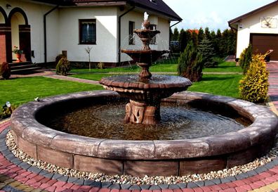 Casa Padrino Barock Garten Deko Springbrunnen Antik Braun Ø 465 x H. 180 cm - Prunkvo