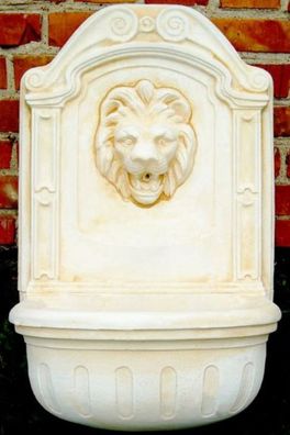 Casa Padrino Barock Wandbrunnen Löwe Weiß / Beige H. 77 cm - Gartenbrunnen im Barocks