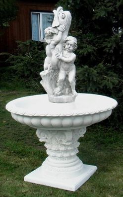 Casa Padrino Jugendstil Springbrunnen Weiß / Grau Ø 114 x H. 172 cm - Prunkvoller Gar