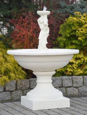 Casa Padrino Jugendstil Springbrunnen Dame Weiß Ø 102 x H. 136 cm - Prunkvoller Garte