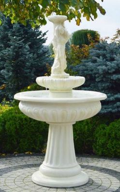 Casa Padrino Jugendstil Springbrunnen Dame Weiß Ø 94 x H. 164 cm - Prunkvoller Garten