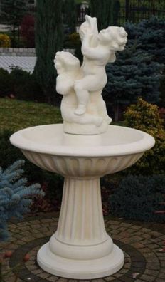 Casa Padrino Jugendstil Springbrunnen Kinder mit Fisch Weiß Ø 92 x H. 161 cm - Prunkv