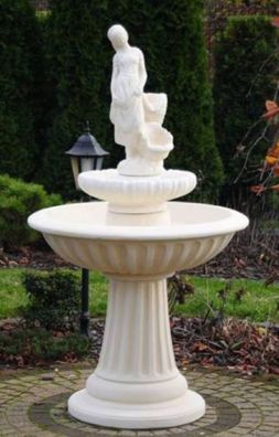 Casa Padrino Jugendstil Springbrunnen Dame Weiß Ø 92 x H. 162 cm - Prunkvoller Garten