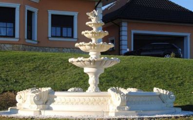 Casa Padrino Barock Garten Deko Springbrunnen Weiß Ø 445 x H. 213 cm - Prunkvoller Ga